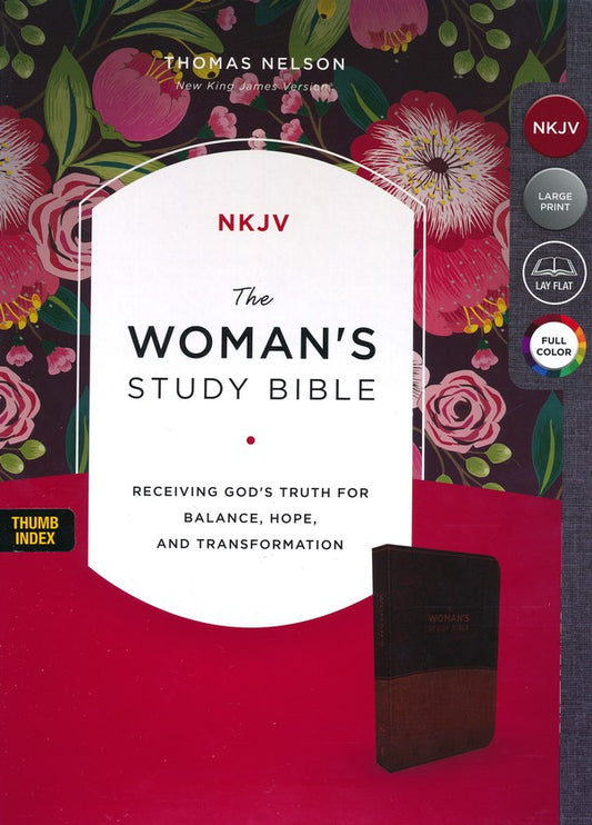 The NKJV Woman's Study Bible, Imitation Leather Brown/Burgundy, Full-Color, Indexed