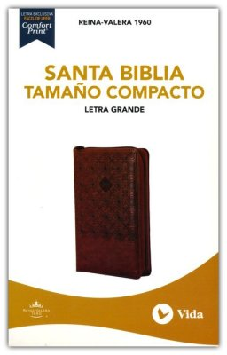 RVR 1960 Santa Biblia, Letra Grande, Tamaño Compacto, Café con Índice y Cierre