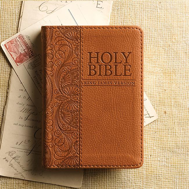 KJV Mini Pocket Bible, Lux, Leather, Tan