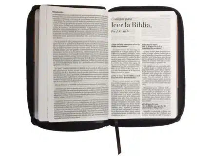 BIBLIA RVR1960, COLECCION EXCELENCIA, TAMAÑO MANUAL, IMITACIÓN PIEL, COLOR CAFE / NEGRO CON CIERRE E INDICE