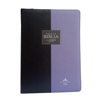 Biblia RVR 1960 Letra Gigante Símil Piel Duotone Negro Lila con Índice con Cierre