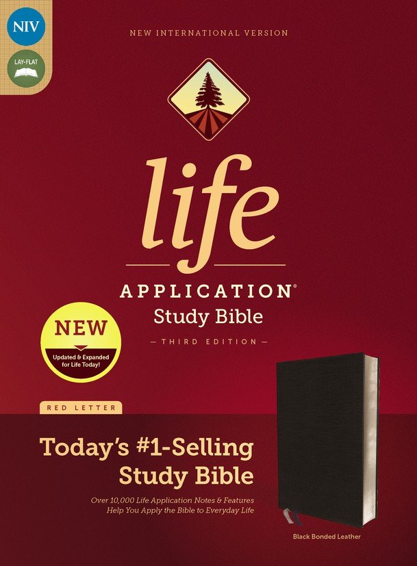 NIV Life Application Study Bible, Third Edition, Large Print, Leathersoft, Black, Indexed