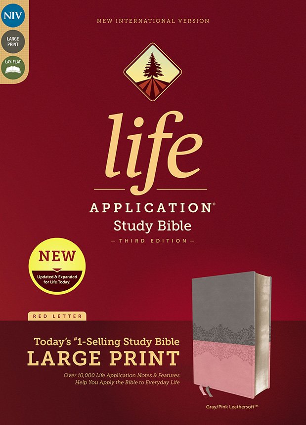 NIV Life Application Study Bible, Third Edition, Large Print, Leathersoft, Pink, Indexed