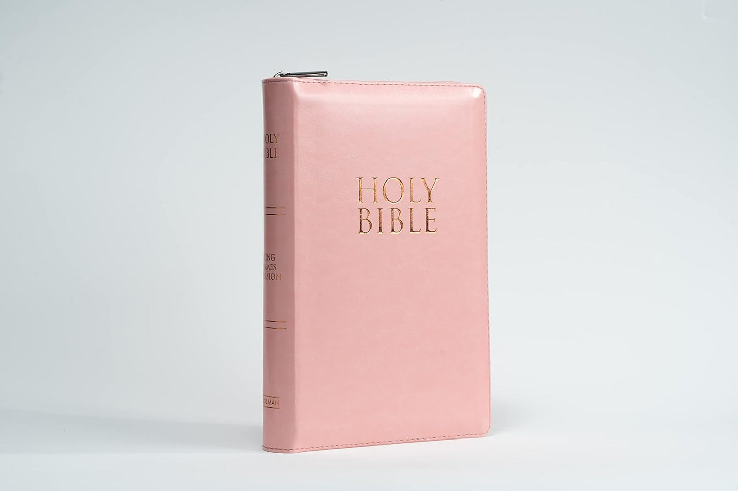 King James Version Holy Bible- Large Print- Personal Size- Deluxe Edition with Zipper- Thumb Index- Words of Christ in Red- Leathertouch with Pink Cover