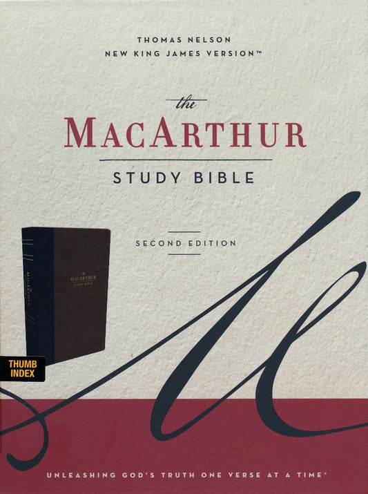 NKJV MacArthur Study Bible, Comfort Print--soft leather-look, mahogany