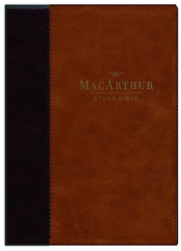 NKJV MacArthur Study Bible, Comfort Print--soft leather-look, mahogany