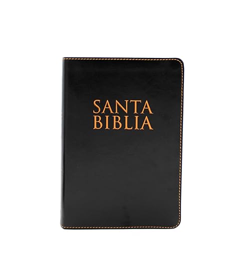 Santa Biblia Reina Valera 1960, Edicion de Lujo, Letra Grande 12 puntos, tamano manual, con fotos, ilustraciones, Semil piel color Negro y indice