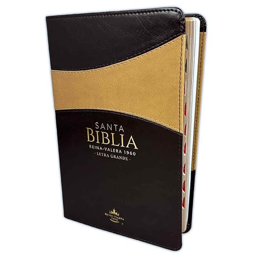 Biblia RVR 1960 Letra Grande Tamaño Manual Símil Piel Duotone Café Café con Índice con Cierre