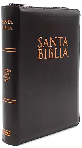 Biblia Reina Valera 1960 Letra Gigante de 14 puntos Cierre Indice Foro de Semil Piel en color Caoba con Estuche de Proteccion Edicion especial con Fotos y Ilustraciones