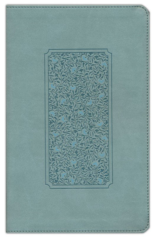 NLT Giant-Print Personal-Size Bible, Filament Enabled Edition--soft leather-look, floral frame teal