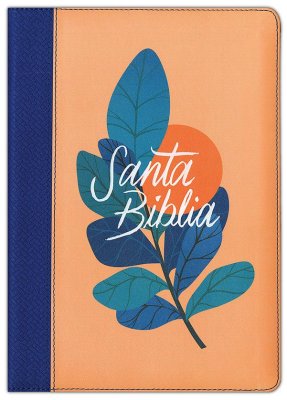 Santa Biblia RVR60, Edición zíper con referencias, letra grande (SentiPiel, Coral/Azul, Letra Roja)