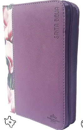 Biblia Reina Valera 1960 Compacta Imitación Piel Floral Lila Con Cerezas