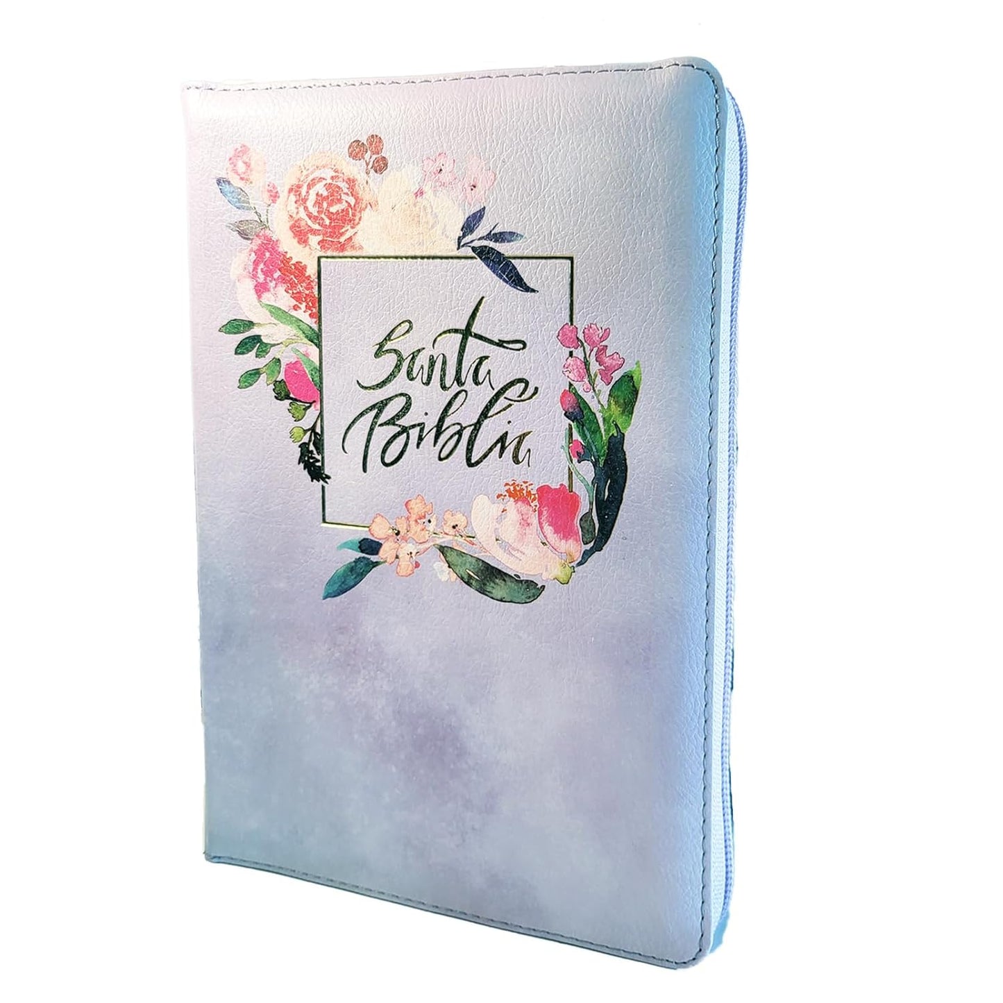 Biblia Letra Gigante para Mujer Manual 14 puntos con cierre RV1960 violeta floral con indice