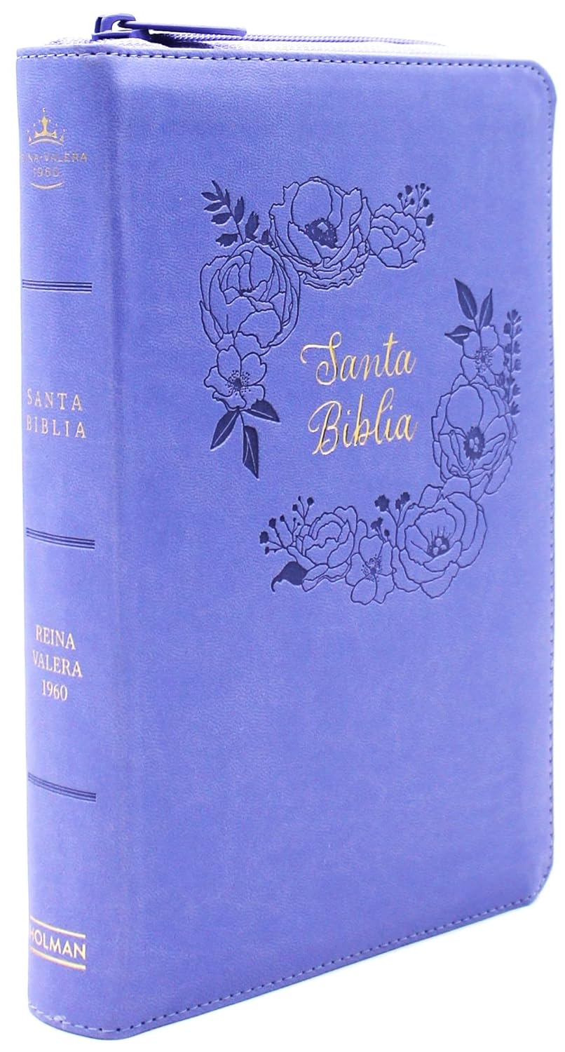 Biblia PARA MUJER letra grande tamaño manual reina valera 1960 morado simipiel 12 puntos Indice cierre