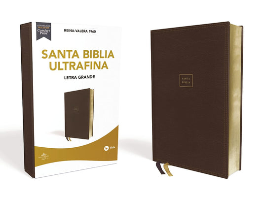 Reina Valera 1960 Santa Biblia Ultrafina Letra Grande, Leathersoft, Café, Interior a dos colores