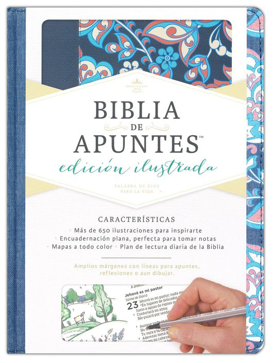 RVR 1960 Biblia de Apuntes Ed. Ilustrada, Tela Rosada y Azul