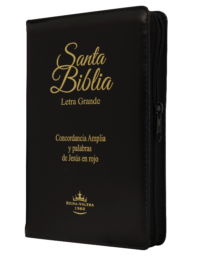 Biblia Letra Grande con Cierre y Concordancia Amplia RV1960, manual imit. piel, negro con índice