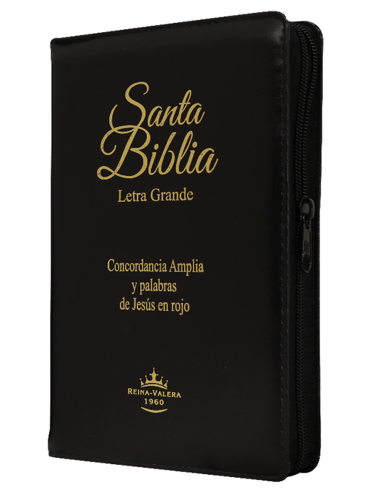 Biblia Letra Grande con Cierre y Concordancia Amplia RV1960, manual imit. piel, negro con índice