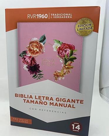 Biblia Letra Gigante para Mujer Manual 14 puntos con cierre RV1960 ROSA MALVA SIMILPIEL CON INDICE