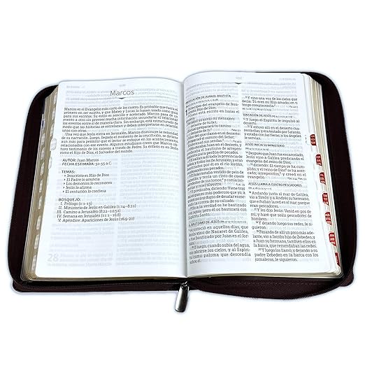 Biblia Letra Grande Manual imitacion piel caoba con cierre indice