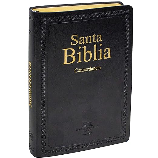 Biblia RVR1960, imit. piel suave negro, con concordancia, canto amarillo