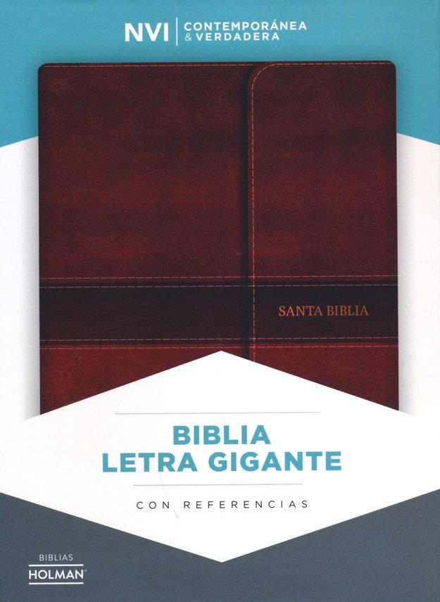 NVI Biblia Letra Grande Tamaño Manual marrón, símil piel con índice y solapa con imán