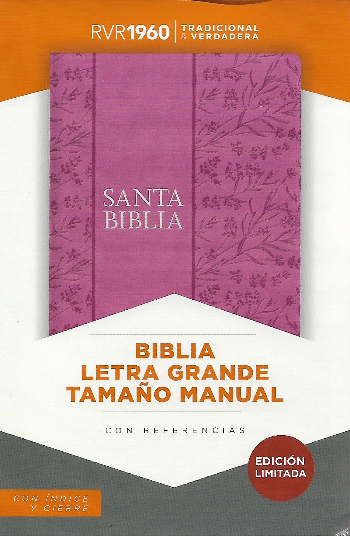 Biblia Letra Grande 12 puntos para Mujer con cierre RV1960 floral con indice