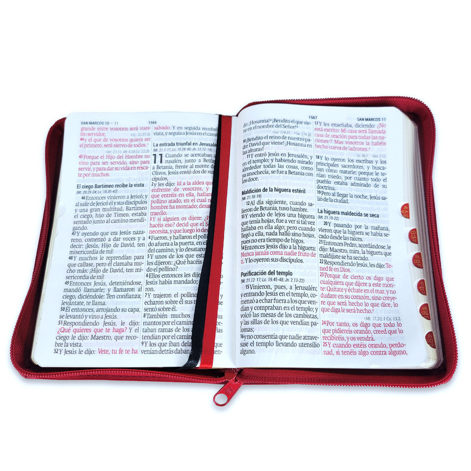 Biblia Compacta con Cierre RV1960: imit. piel rojo con índice