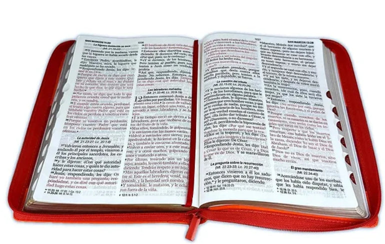 Biblia RVR 1960 Letra Gigante Símil Piel Duotone Coral Coral con Índice con Cierre