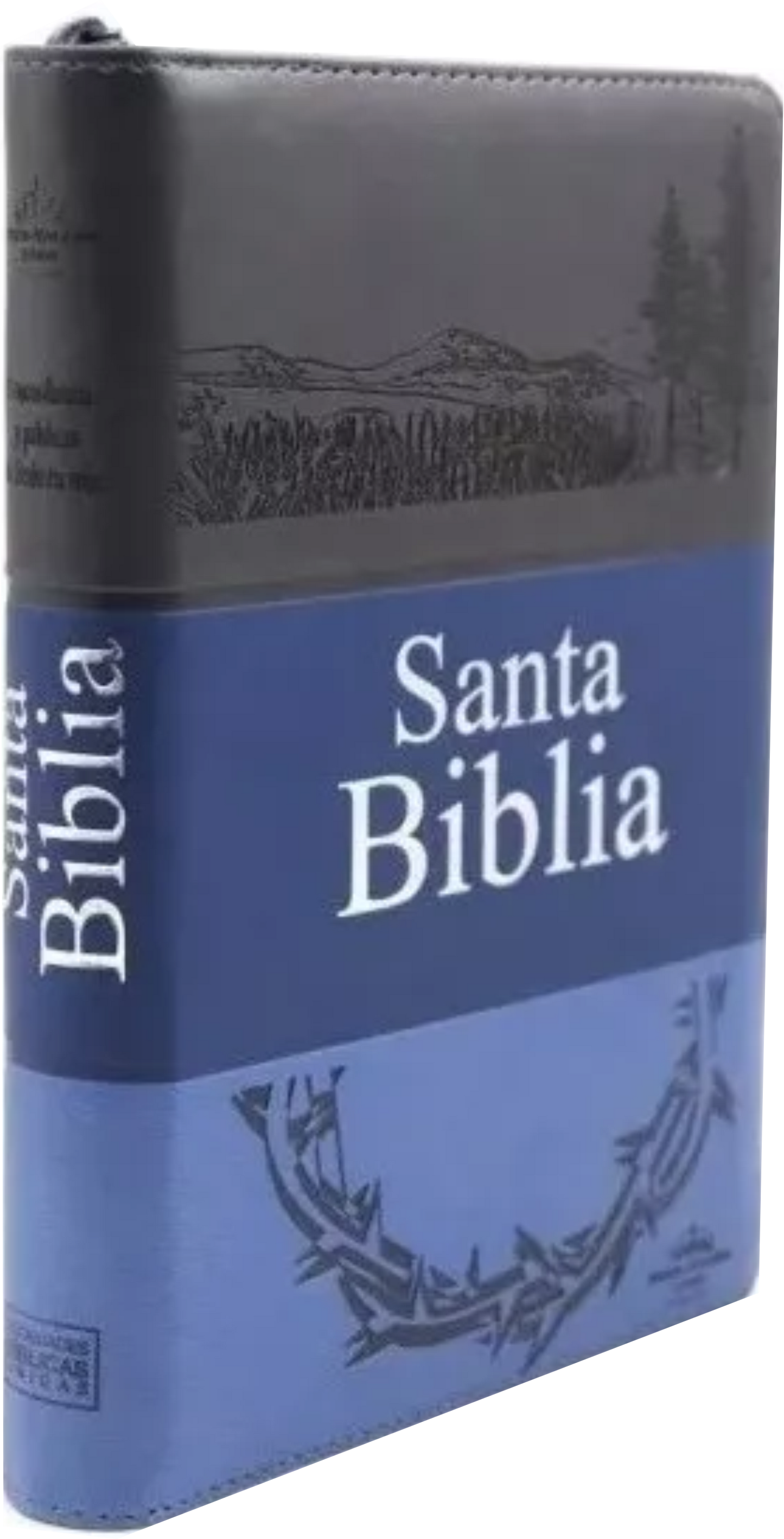 Biblia Letra Grande con Cierre RV1960, Manual Imitación Piel, Azul y Gris con Indice