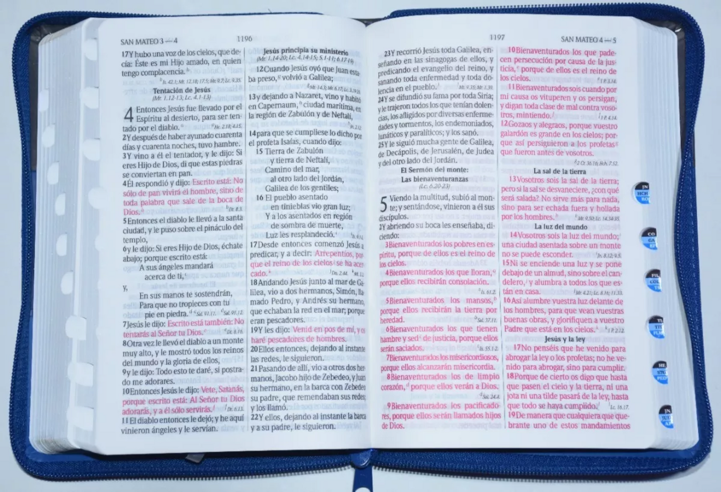 Biblia Letra Grande con Cierre RV1960, Manual Imitación Piel, Azul y Gris con Indice