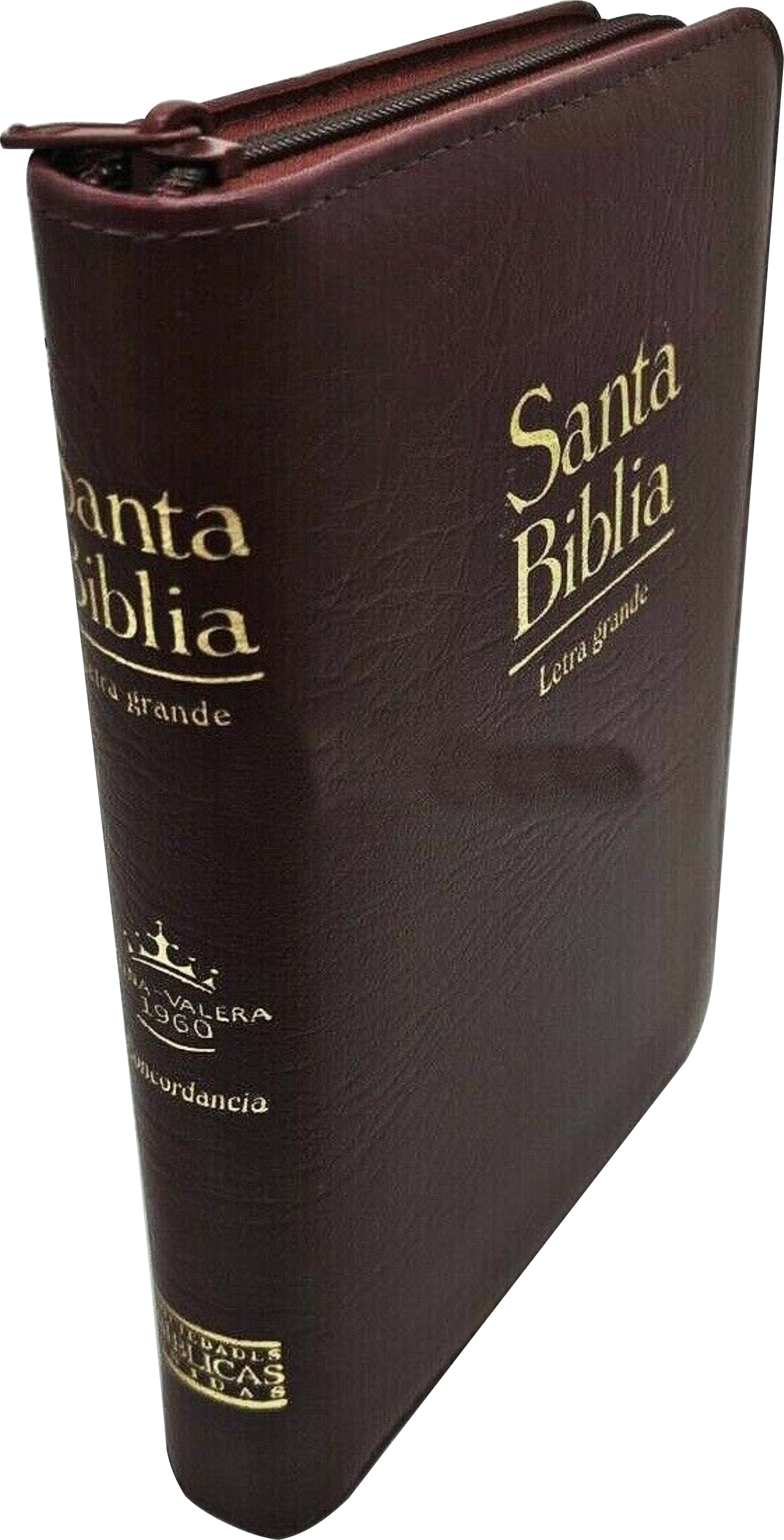 Biblia RVR 1960 Letra Grande Tamaño Manual Imitación Piel Vino con Cartera Cierre e Index