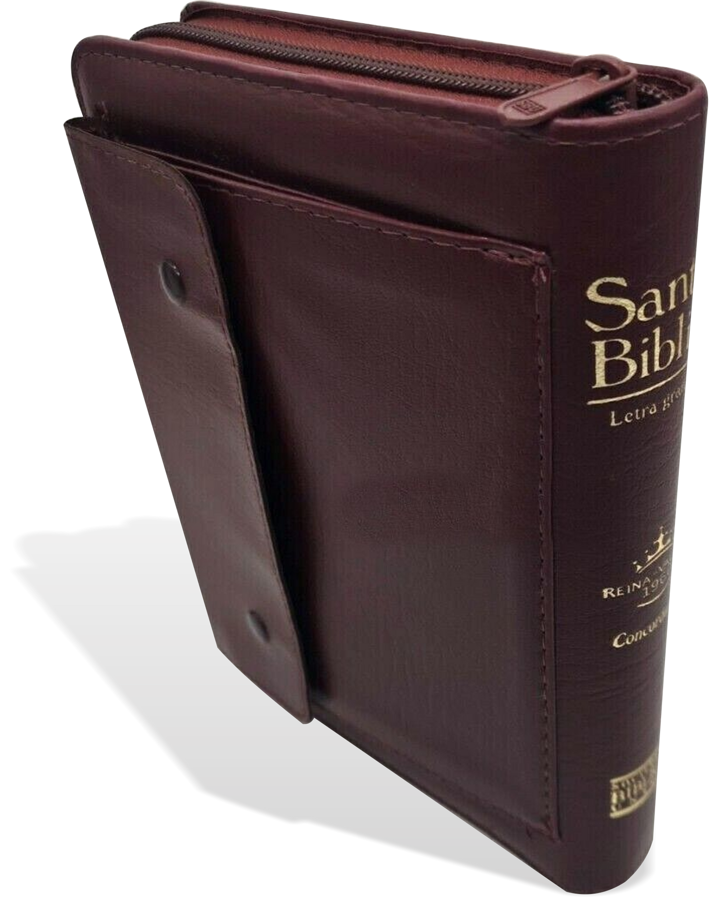 Biblia RVR 1960 Letra Grande Tamaño Manual Imitación Piel Vino con Cartera Cierre e Index