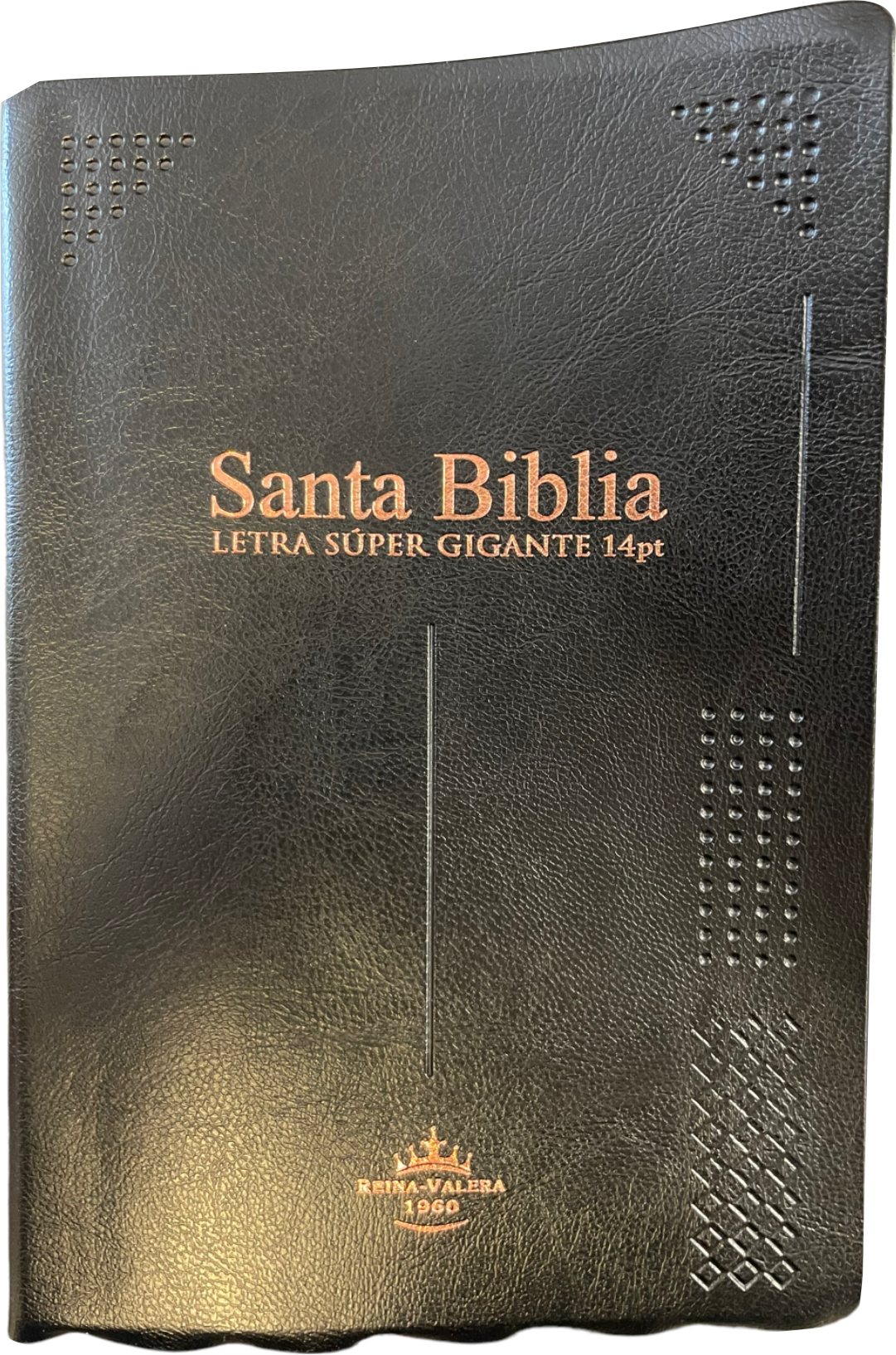 Biblia Reina Valera 1960 Letra Gigante, Vinil Negro, Canto Dorado, Indice