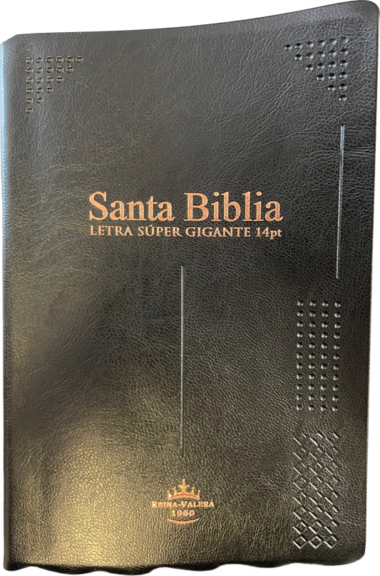 Biblia Reina Valera 1960 Letra Gigante, Vinil Negro, Canto Dorado, Indice