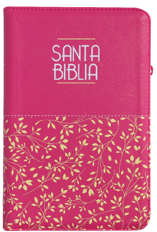 Biblia Fuscia con Flores Letra Grande Cierre RVR 1960