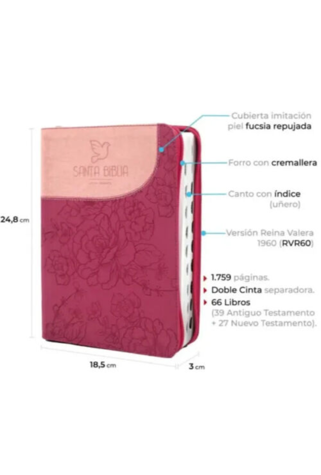 Biblia Letra Gigante Duo Tono Rosa Cierre Index RVR 1960