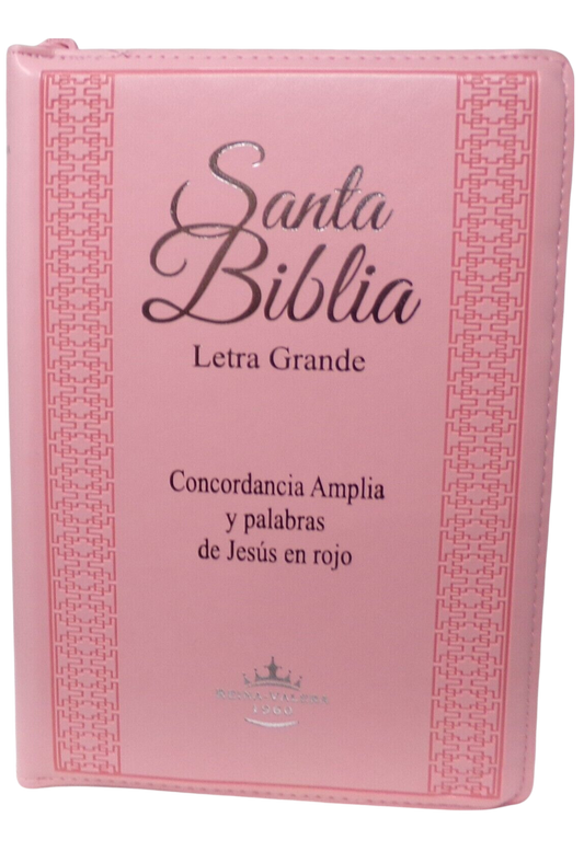 Biblia Rosa Letra Grande 12 Puntos con Index Cierre RV1960