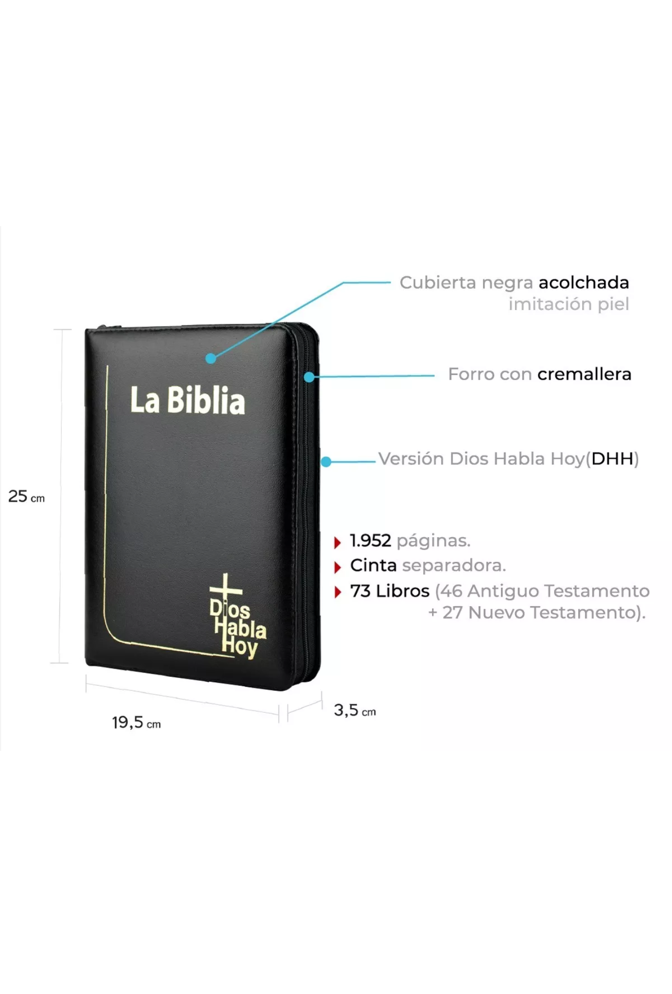 Biblia Dios Habla Hoy Imitación Piel Negro con Cierre