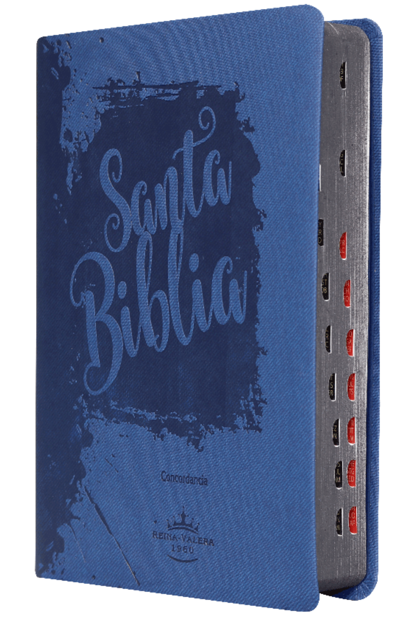 Biblia Reina Valera 1960 – Imitación Piel Azul, Canto Perlado Grafito, con Indice