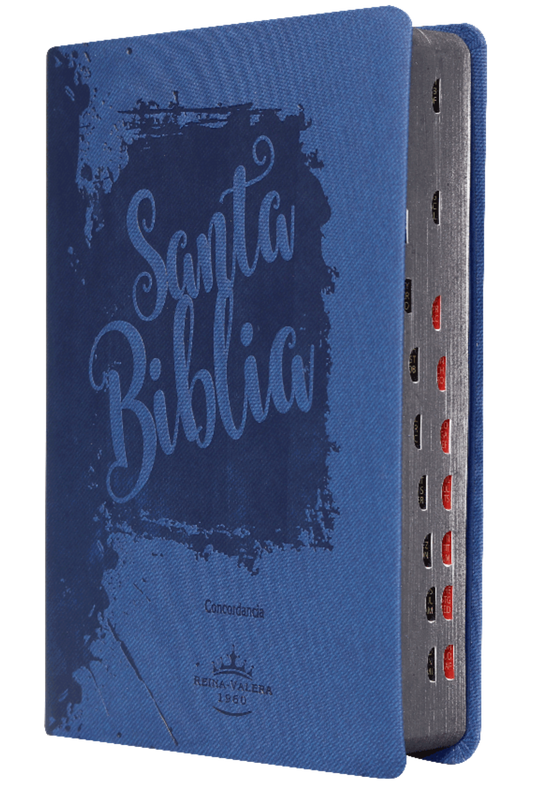 Biblia Reina Valera 1960 – Imitación Piel Azul, Canto Perlado Grafito, con Indice