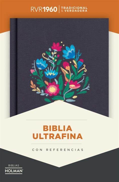 RVR 1960 Biblia Ultrafina, azul bordado sobre tela con índice