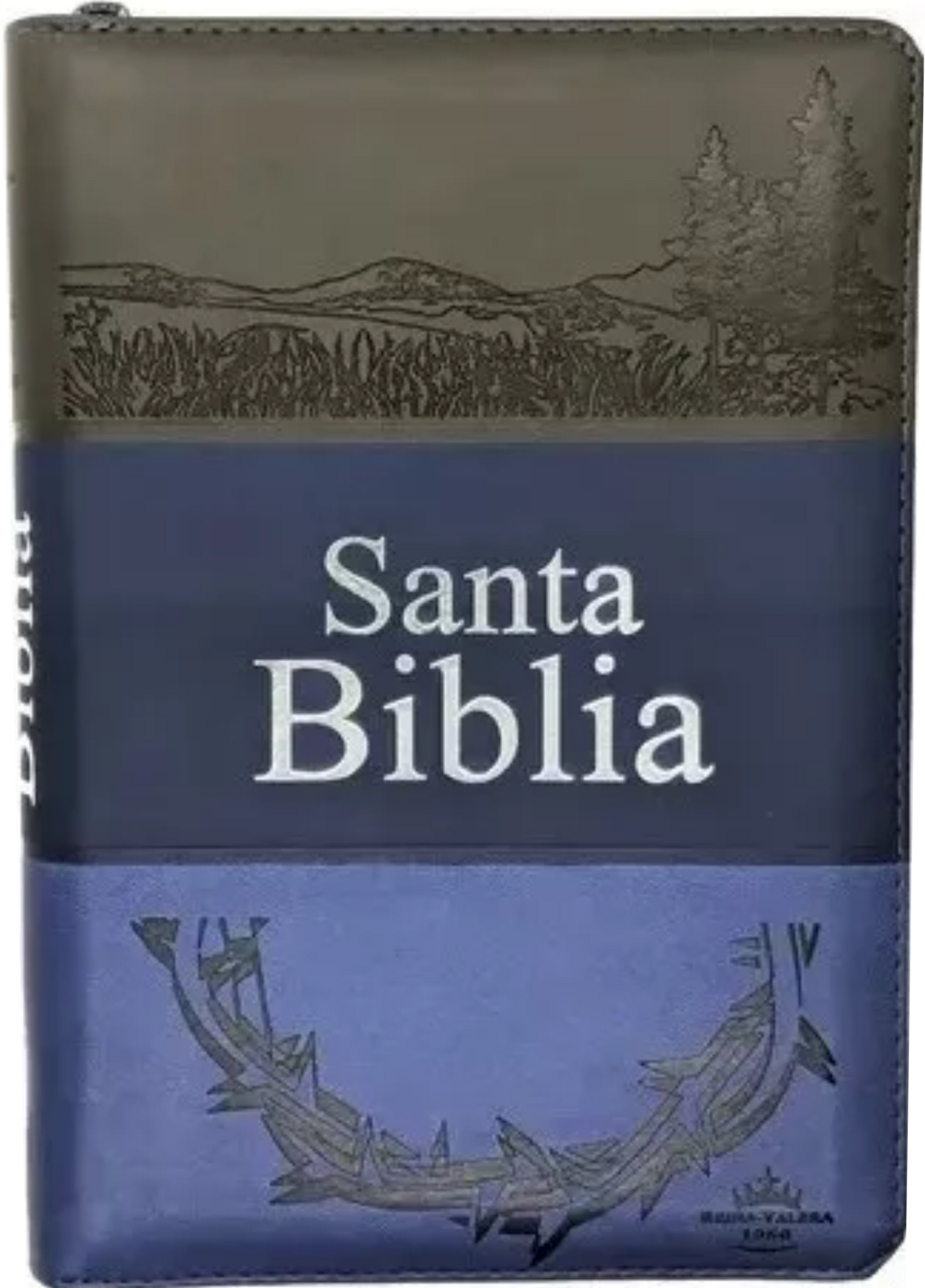 Biblia Letra Grande con Cierre RV1960, Manual Imitación Piel, Azul y Gris con Indice