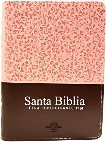 BIBLIA RVR1960, TAMAÑO COMPACTO, IMITACION PIEL, DUO TONO ROSA/MARRON, CON CIERRE E INDICE, LETRA 11 PUNTOS