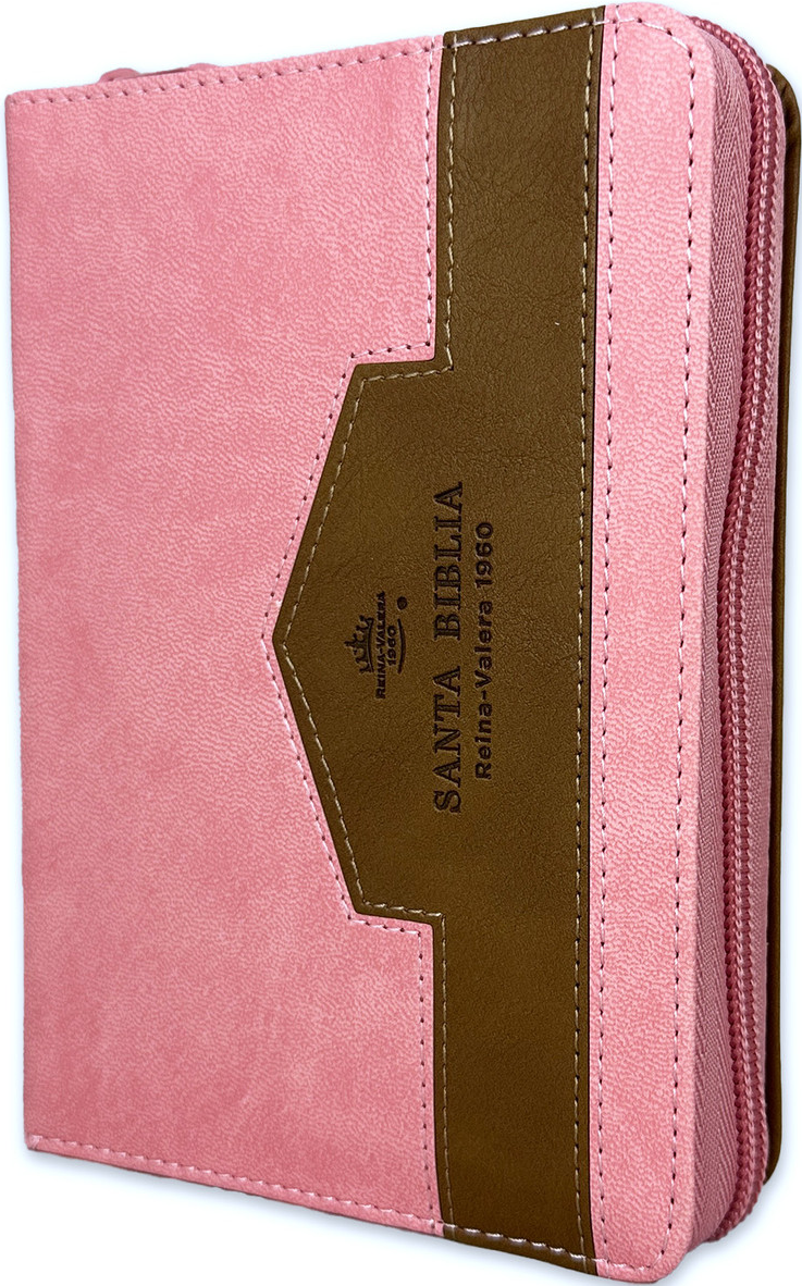 Biblia de Bolsillo con Cierre RV1960 imit piel rosa/café con índice