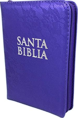 Santa Biblia Compacta Letra Grande con Cierre, Reina-Valera 1960, imitación piel, morado floral con índice