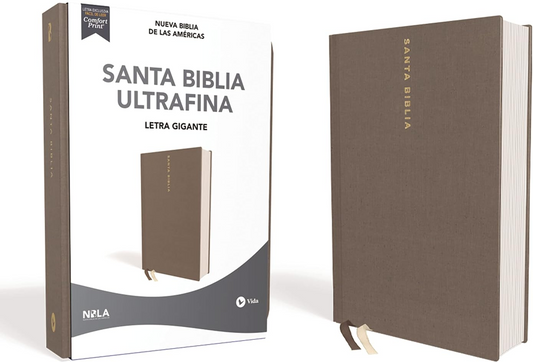 SANTA BIBLIA NBLA ULTRAFINA, LETRA GIGANTE, TAPA DURA/TELA, GRIS, EDICIÓN LETRA ROJA