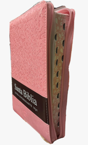 Biblia Letra Supergigante 19 puntos: RVR1960, imit. piel rosa duotone con índice