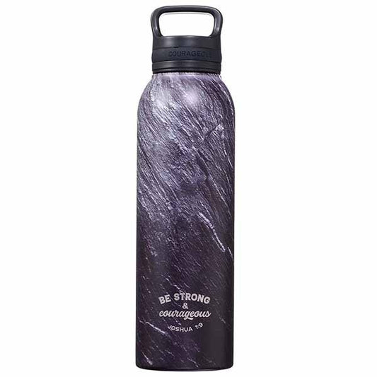 Be Strong And Courageous Stainless Steel Water Bottle, Black