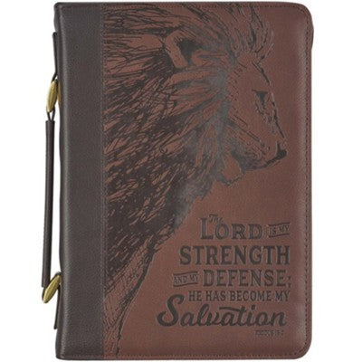 Lord Is My Strength Bible Cover, Brown, Large